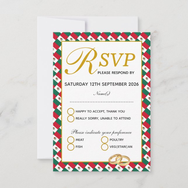 Carte de réponse MEXICO Christian Wedding RSVP (Devant)