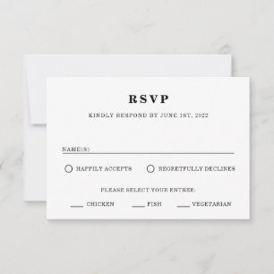 Carte de réponse minimaliste du Mariage RSVP