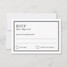 Carte de réponse minimaliste Mariage noir et blanc