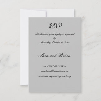 Carte de réponse minimaliste Mariage noir et gris