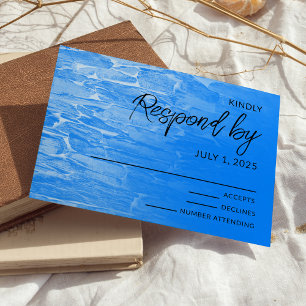 Carte de réponse Minimaliste Plage Bleu Azur