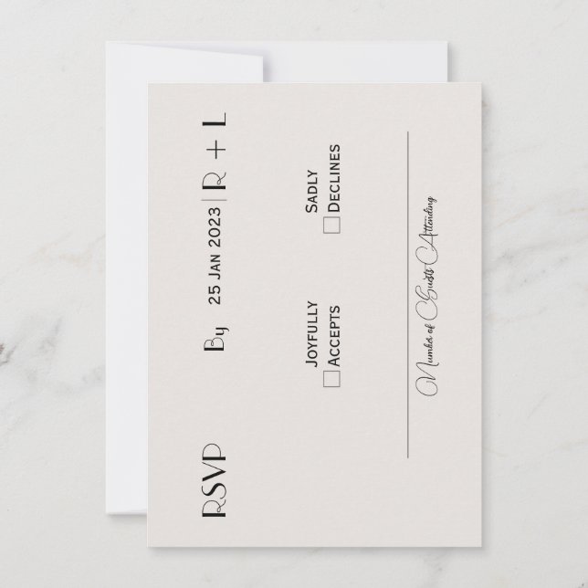 Carte de réponse minimaliste RSVP (Dos)
