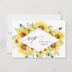 Carte de réponse MOD Fleur de tournesol & Eucalypt