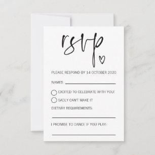 Carte de réponse moderne noir et blanc RSVP s'il v