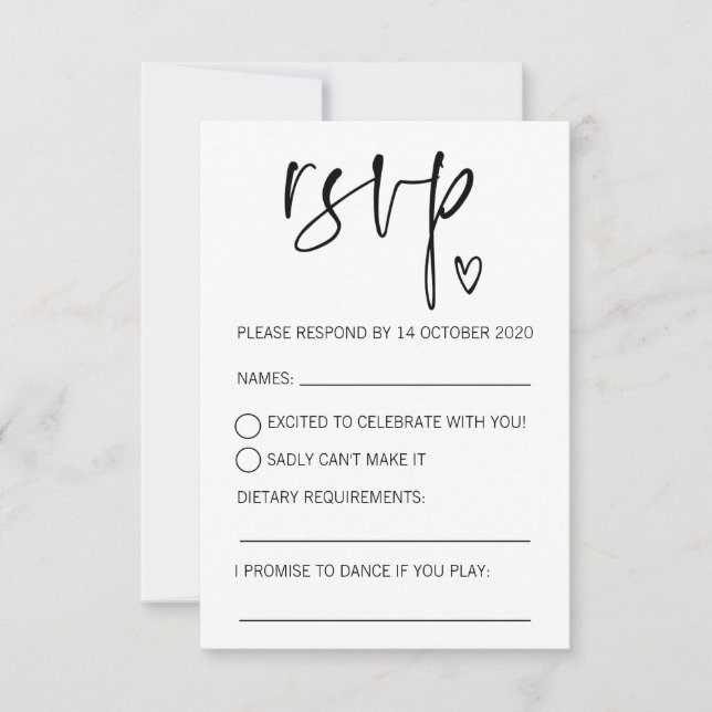 Carte de réponse moderne noir et blanc RSVP s'il v (Devant)