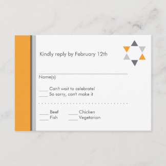 Carte de réponse moderne Star Bar Mitzvah Orange
