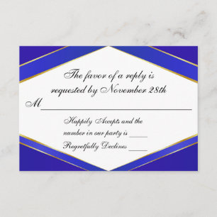 Carte de réponse Monogramme Royal Blue Elegance