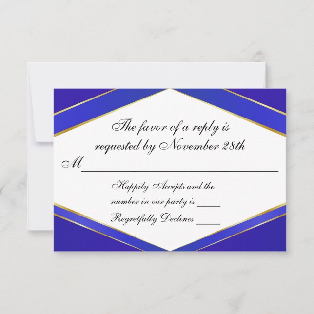Carte de réponse Monogramme Royal Blue Elegance (Devant)