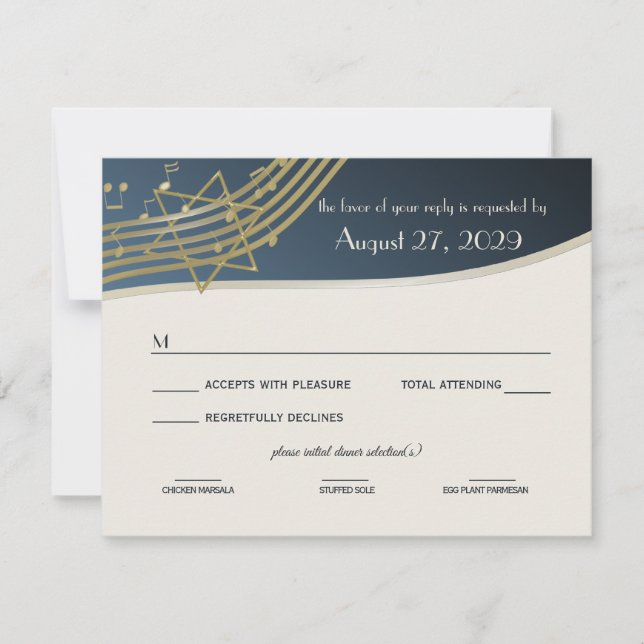 Carte de réponse Music Bar Mitzvah (Devant)