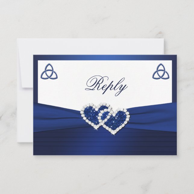 Carte de réponse Nœud d'amour celtique en bleu sap (Devant)