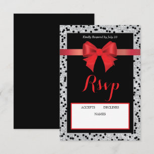 Carte de réponse noire et rouge avec nœud