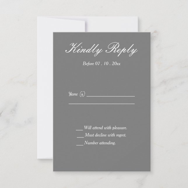 Carte de réponse officielle aux Mariages gris et b (Devant)