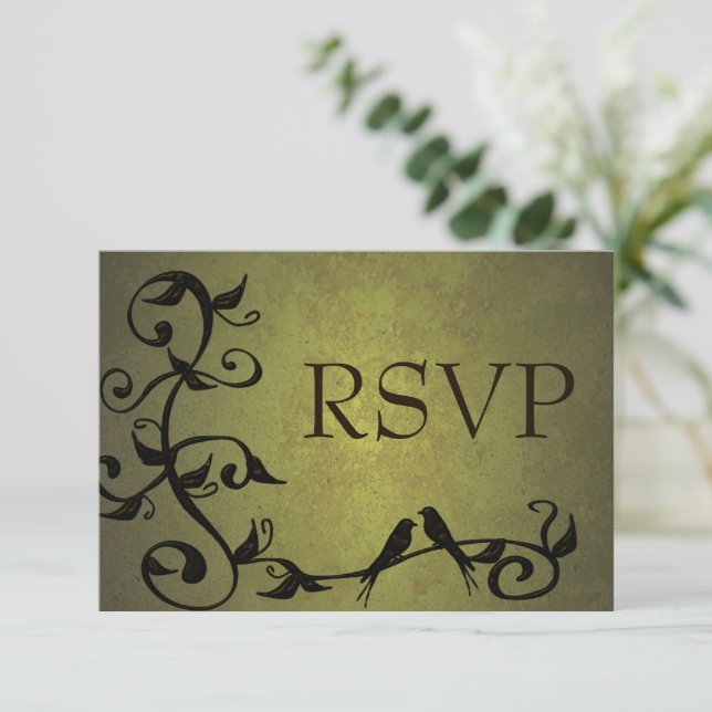 Carte de réponse Olive Grunge Vines (Debout devant)
