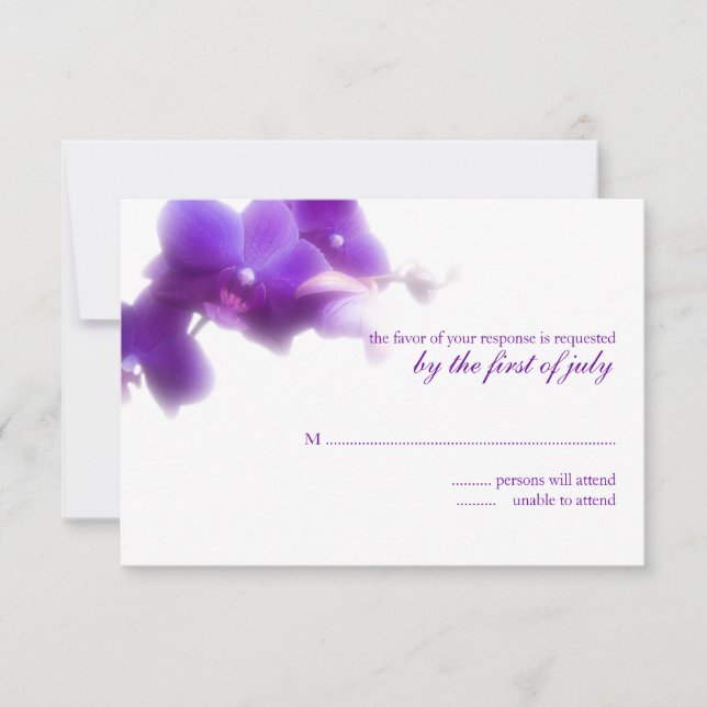 Carte de réponse orchidée violette (Devant)
