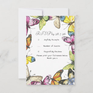 Carte de réponse Papillon Mariage