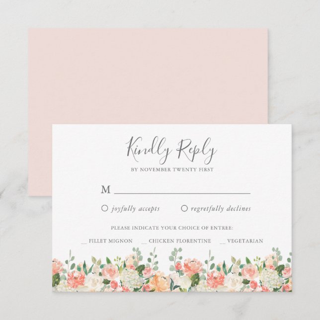Carte de réponse Peach and Cream RSVP (Devant / Derrière)