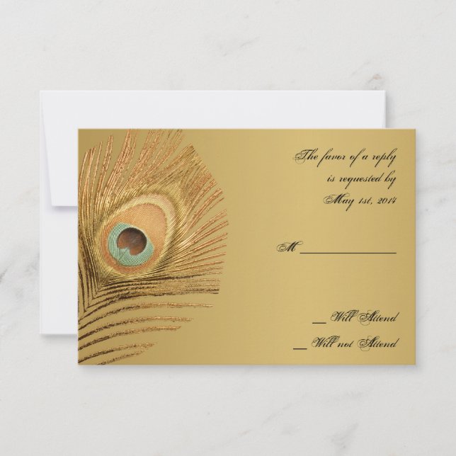 Carte de réponse Peacock Or (Devant)