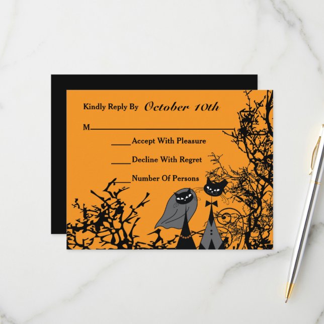 Carte de réponse personnalisée pour le mariage de  (Devant/Arrière en situation)
