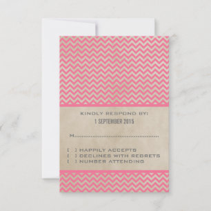 Carte de réponse Pink Chic Chevron