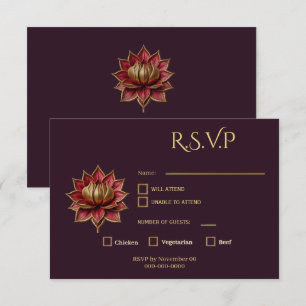 Carte de réponse Plum Gothic Fleur de Lotus