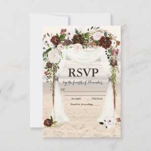 Carte de réponse pour arche de mariage sur la plag