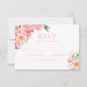 Carte de réponse pour Baby Shower Fleur de Pivoine