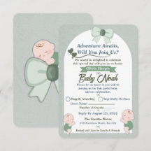 Carte de réponse pour baby shower garçon vert saug