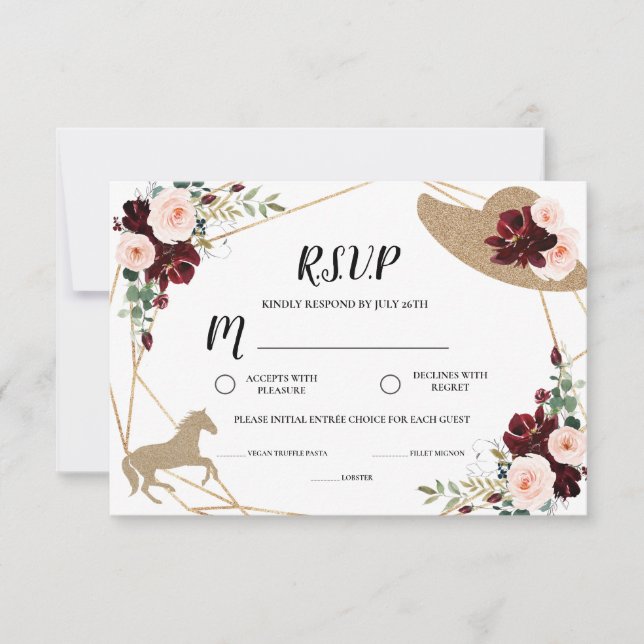 Carte de réponse pour douche de mariée Derby de co (Devant)