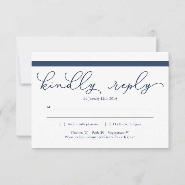 Carte de réponse pour invitation calligraphiée en  (Devant)
