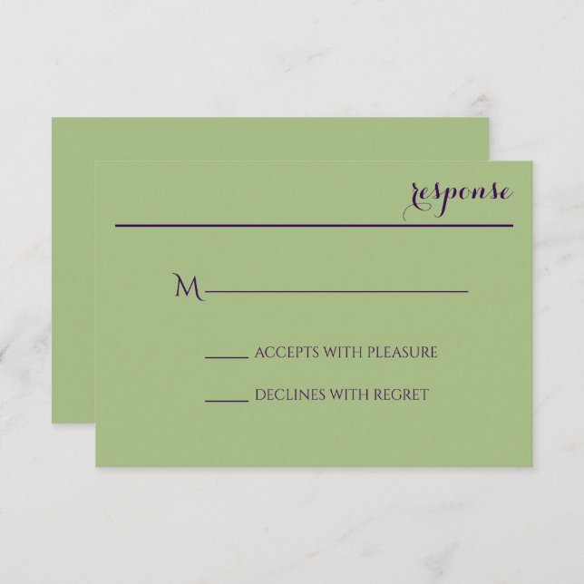 Carte de réponse pour invitation de mariage Vert S (Devant / Derrière)