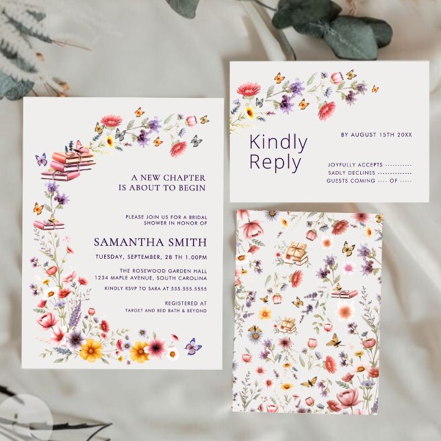 Carte de réponse pour la fête de mariage de fleur  (Créateur téléchargé)