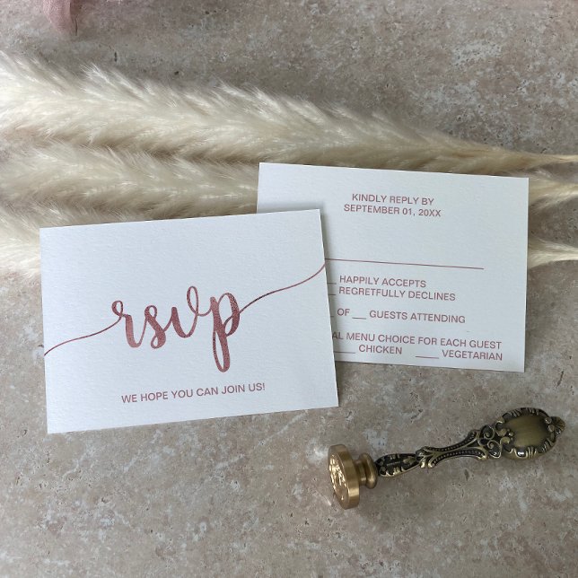 Carte de réponse pour le choix de menu en rose gol (Créateur téléchargé)