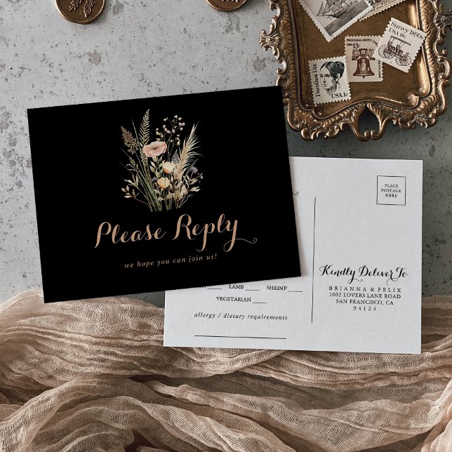 Carte de réponse pour le choix du menu floral de l (Créateur téléchargé)