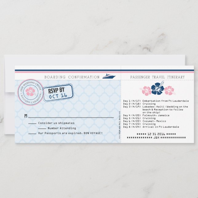 Carte de réponse pour le passeport d'embarquement  (Devant)