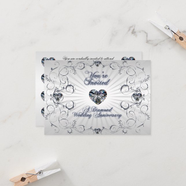 Carte de réponse pour les 60 ans de mariage (Devant/Arrière en situation)