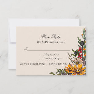Carte de réponse pour les florales riches d'automn