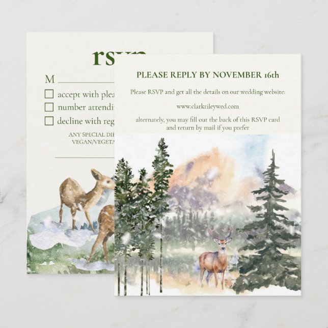 Carte de réponse pour l'hiver en forêt d'Evergreen (Devant / Derrière)