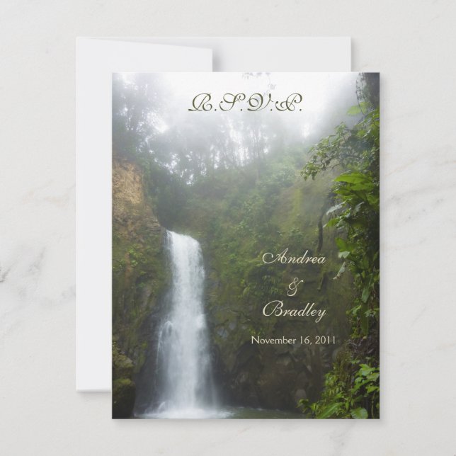 Carte de réponse pour mariage à la cascade (Devant)