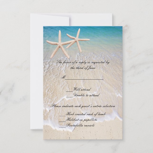 Carte de réponse pour mariage à Starfish Beach (Devant)