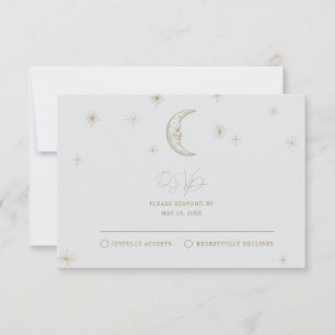 Carte de réponse pour mariage céleste étoile et lu
