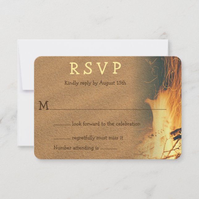 Carte de réponse pour mariage sur la plage avec fe (Devant)