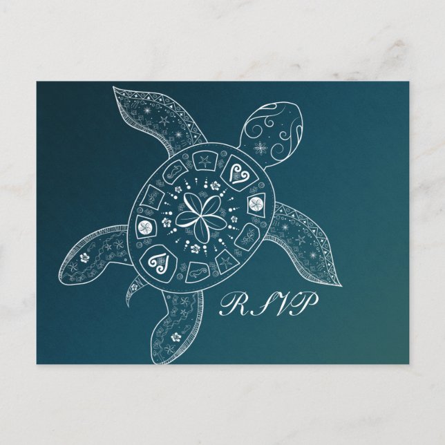 Carte de réponse pour mariage sur la plage avec to (Devant)
