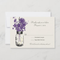Carte de réponse pour pot Mason et fleurs sauvages