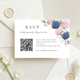 Carte de réponse QR Code de mariage aux hortensias