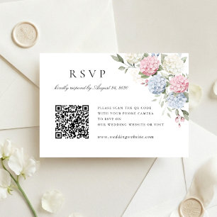 Carte de réponse QR Code de mariage aux hortensias