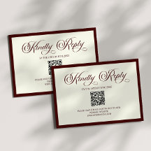 Carte de réponse QR Code de mariage ivoire Bourgog