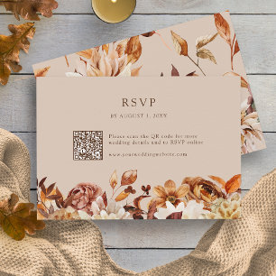 Carte de réponse QR Code Floral Feuilles d'Automne