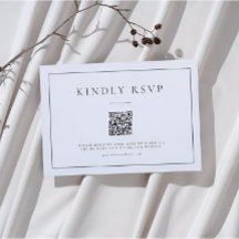 Carte de réponse QR Code noir et blanc minimaliste