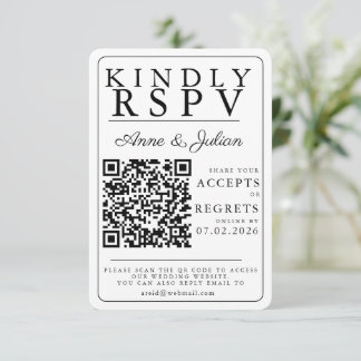 Carte de réponse QR Code photo moderne blanc