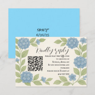 Carte de réponse QR Code pour Hydrangea Bleu de Bu